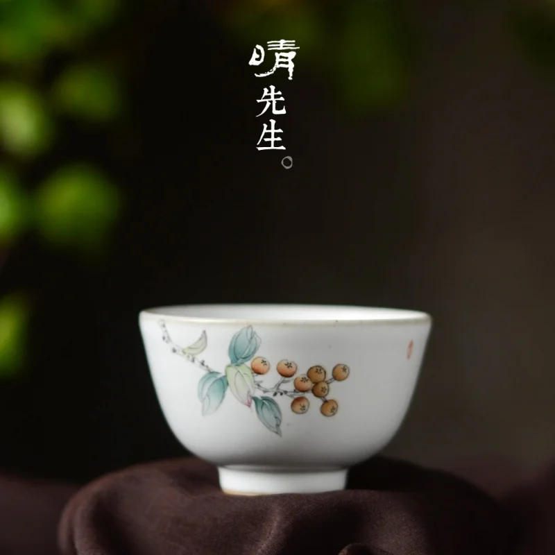 

★Jingdezhen Handmade Song Official Kiln Master Cup Small Open Cup Single Cup Kung Fu Tea Cup Tea Cup Ru Ware Hand-Painted Cup