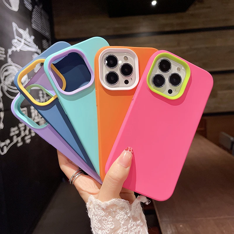 Liquid Silicone Skin Feel Case For Samsung Galaxy A34 A50 A30S A50S A52 A52S A53 A54 A72 A73 Cases 3in1 Movable PC Frame Cover