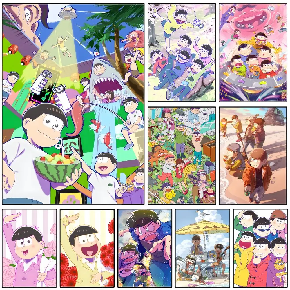 Anime O-Osomatsu san Poster  Self-adhesive Art Waterproof Paper Sticker Coffee House Bar Room Wall Decor