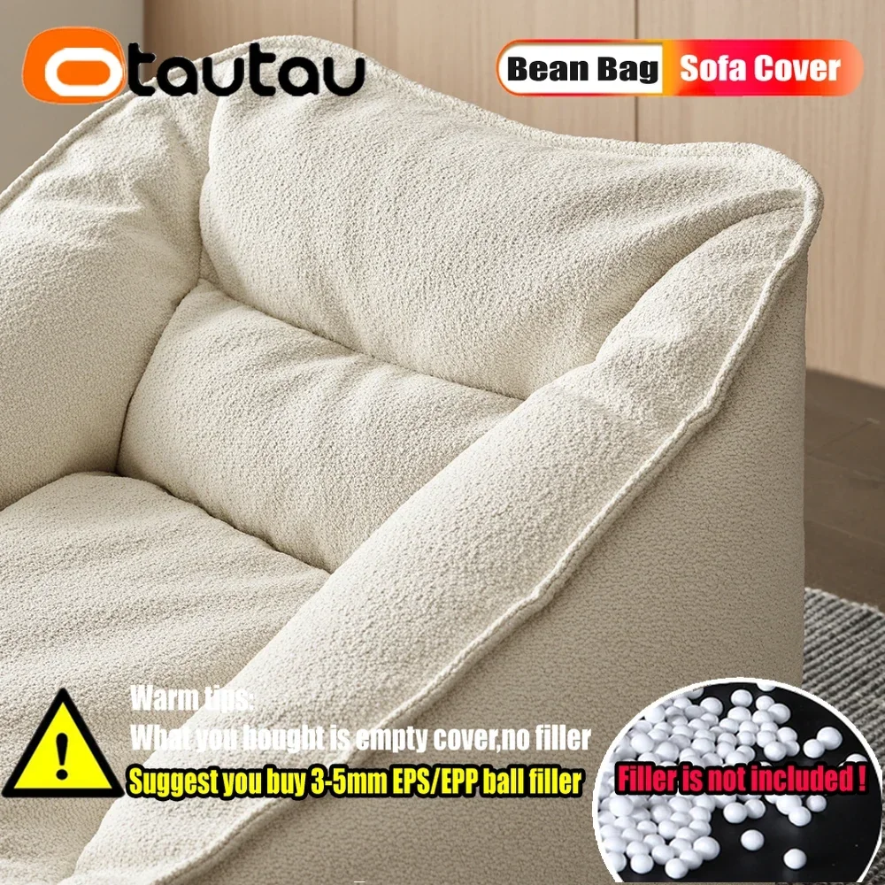 OTAUTAU Bean Bag Sofa Cover Without Filler Outdoor Waterproof Beanbag Pouf Salon Comfy Cozy Lazy Couch Frameless Furniture SF124
