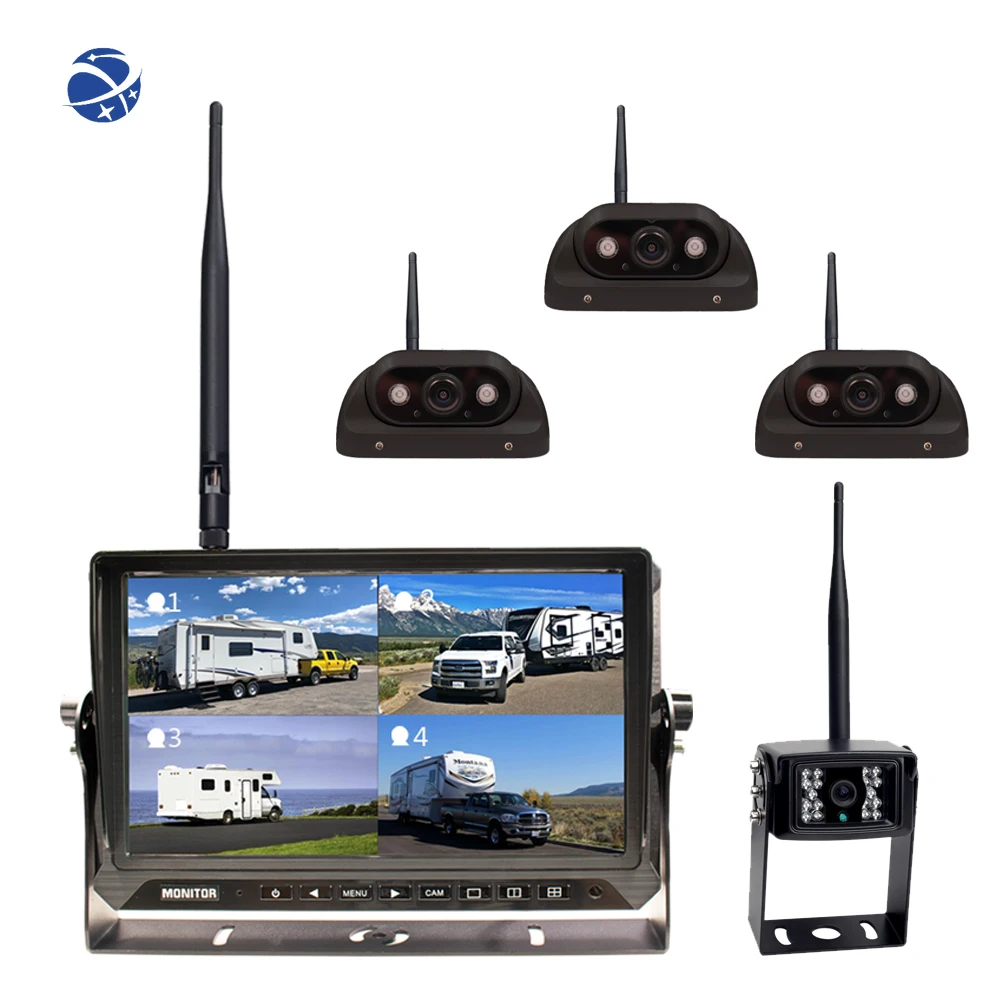 

YYHC 10 Large Screen Wireless Camera System with 4 Wireless Cam for Truck or Motorhome