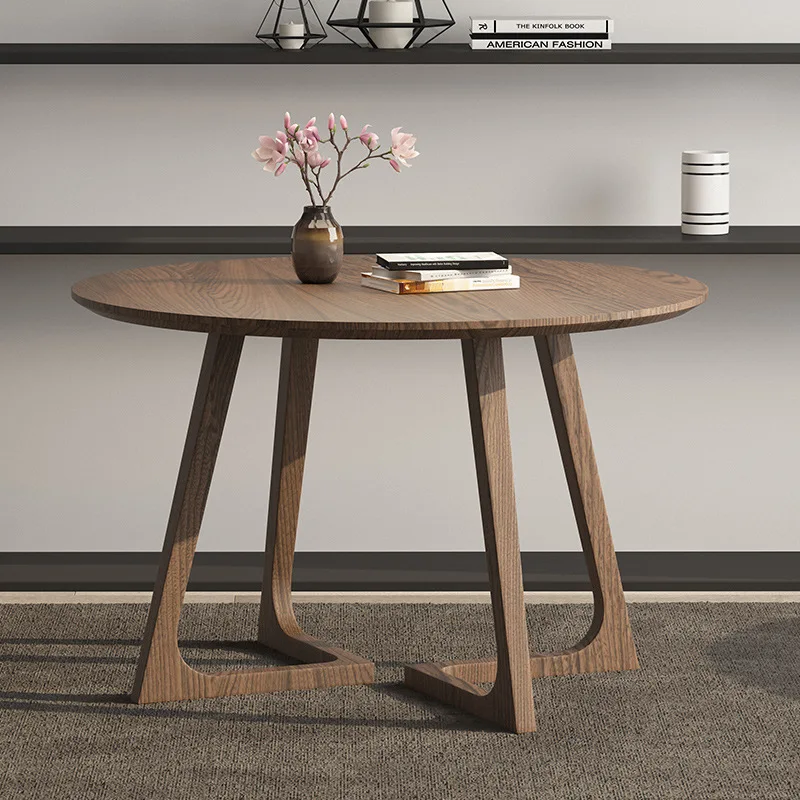 Household Nordic All-solid Wood Small Round Table, Restaurant And Homestay Round Dining Table, Cafe Outdoor Round Coffee Table A