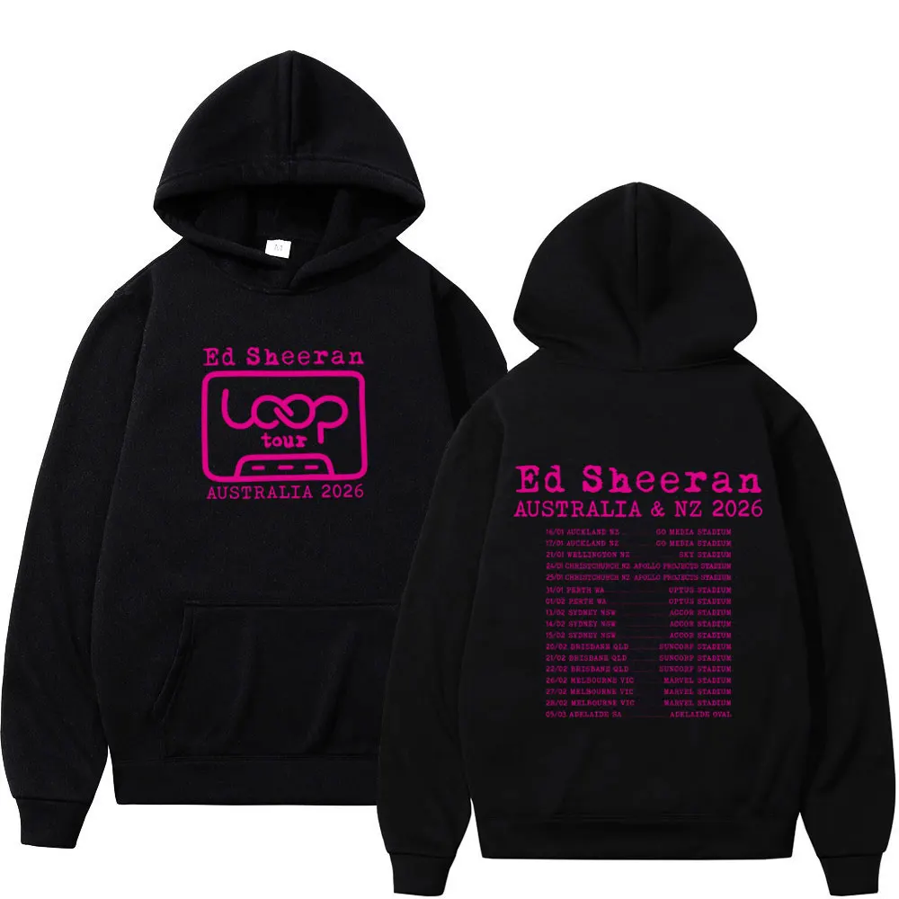 

Ed Sheeran Loop Tour Австралия и Новая Зеландия 2026 Tour Толстовка Мужчины Женщины Пуловер в стиле хип-хоп Повседневная Эстетическая толстовка Подарок фанату
