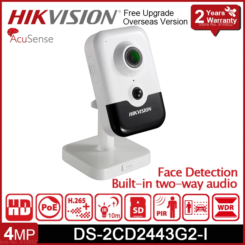 Hikvision DS-2CD2443G2-I 4MP AcuSense Mini Cube IP Camera For Home Security PIR Motion Detection Face Replace DS-2CD2443G0-IW