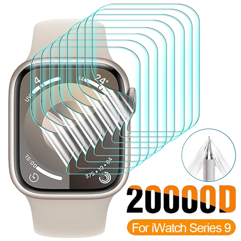 For Apple Watch Series 9 41/45MM Smartwatch Hydrogel Soft Film Full Curved Anti Scratch Screen Protector Films Not Glass