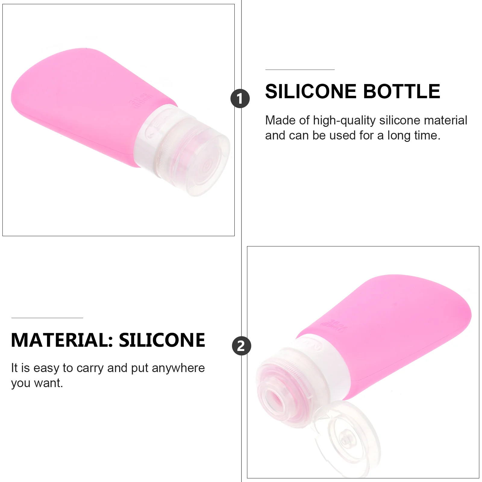 Bouteille à pression en Silicone de 89 Ml, rechargeable, étanche, pour shampoing, conteneurs de voyage, facile à presser, pour femmes, hommes et enfants, compagnie aérienne