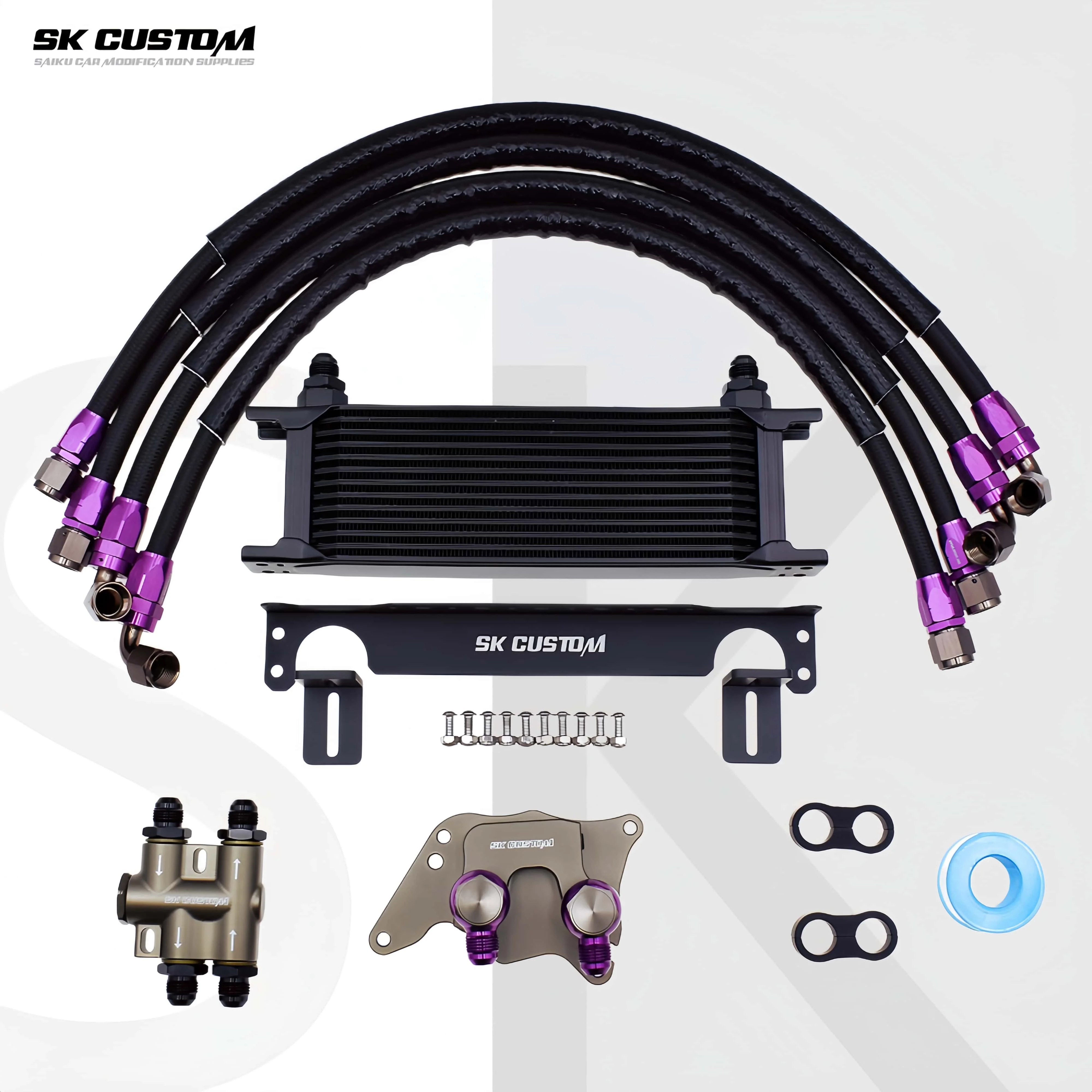 SK CUSTOM For MINI 1.6T Thermostat Engine Oil Cooler Kit For MINI R55 56 57 58 59 60 61 JCW N14 B16 N18 Oil Cooling Radiator