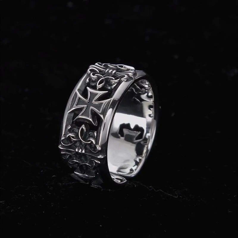 Adjustable Cross Ring, Stainless Steel Punk Dark Style Jewelry for Women Men, Comfort Fit Daily Wear Gift Idea