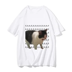 Divertente Meme triste pianto gatto stampato donna uomo Casual T-shirt estate Harajuku magliette moda Casual Tees vestiti manica corta