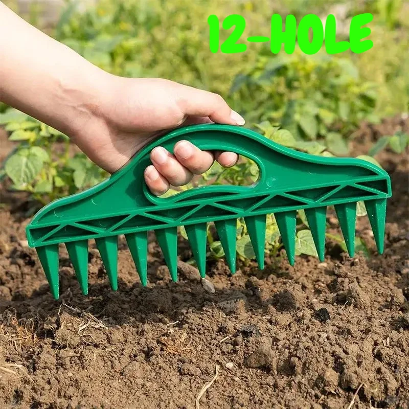12-Hole Seed Spacer and Seeder Tool Garden Planting Template with Hole Dibber Efficient Soil Digger for Vegetable Flower Seeding