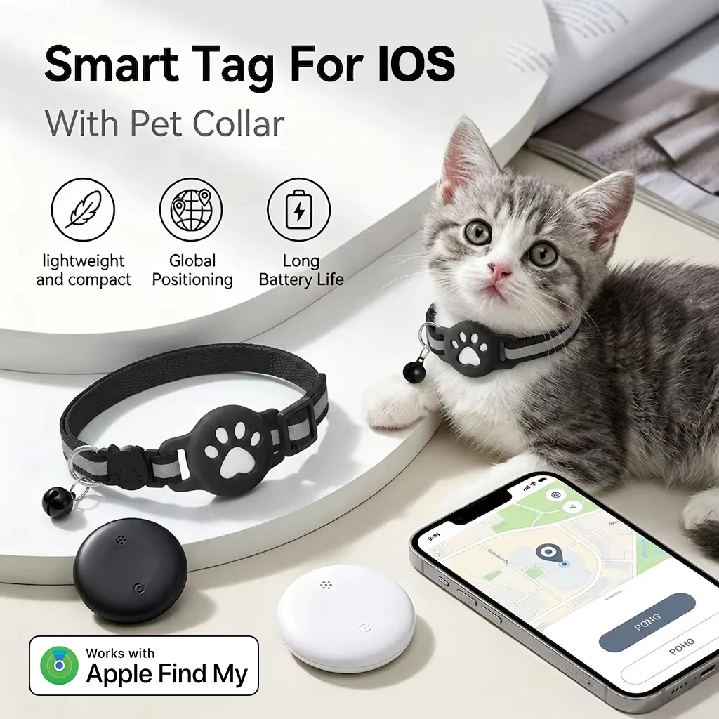Smart GPS Tracker Tag Works For Apple Find My Anti-Lost Pet Cat Collar Key Finder Wallet Luggage Bag Suitcase iOS Locator