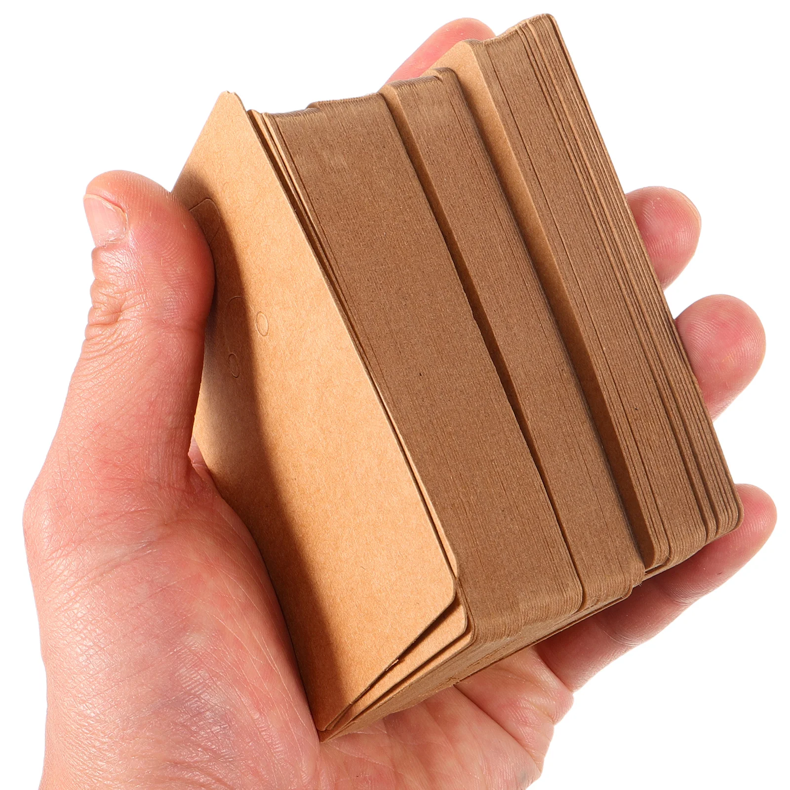 100 Stück Kraftpapier-Schlüsselanhänger-Displaykarten, rustikaler brauner Schlüsselanhänger, Verpackungshalter für Schmuck, klein