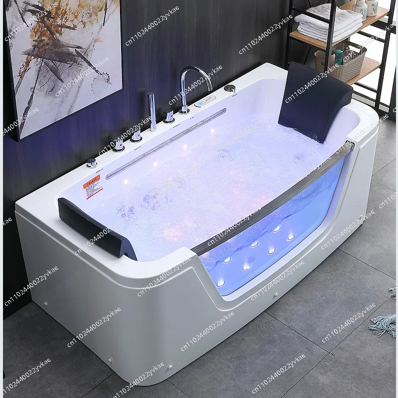 

Surf massage waterfall thermostatic home couple sea view glass freestanding acrylic bathtub 1.41.8 meters