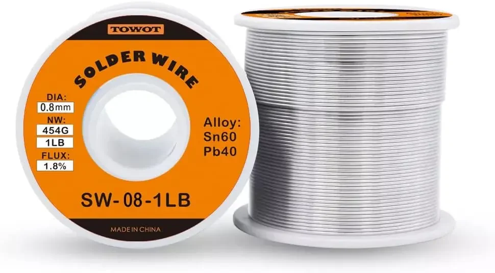 Tin Lead Rosin Core Solder Wire for Electrical Soldering, Content 1.8% Solder Flux Sn60-Pb40 (0.8mm-1lb)