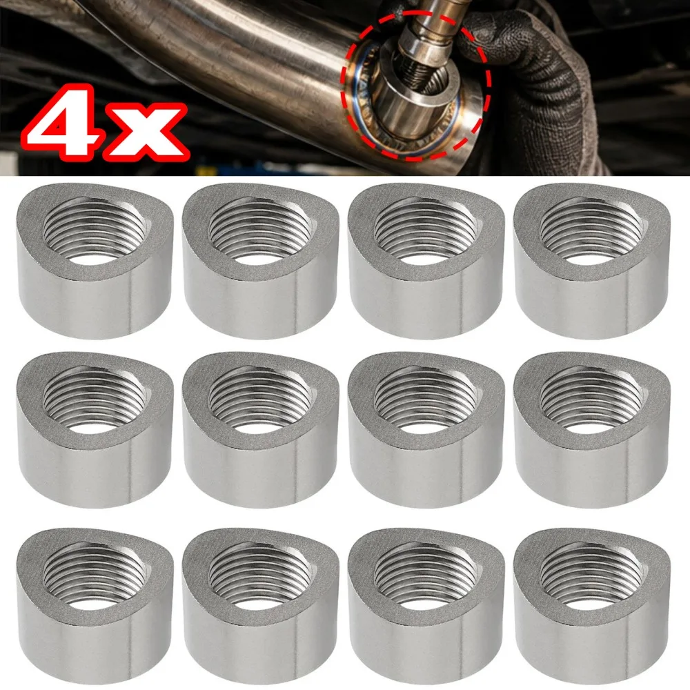 Oxygen Sensor Nut 304 Stainless Steel M18x1.5 Curved Cutout Weld Bung for Car Exhaust Pipe Repair Universal Auto Sensor Mount