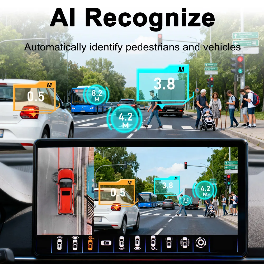 Universal Car 360 Degree 3.5D 4 AI Bird View Car Camera System HD 1080P Video Surround View AHD 1080P Parking Around System
