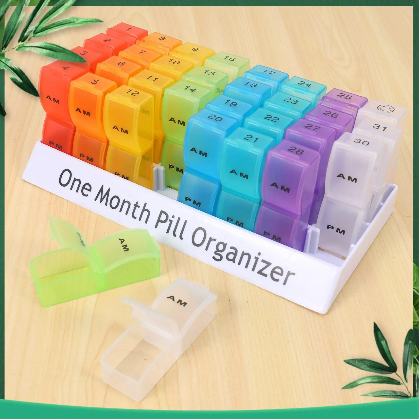 

(NEW) Monthly Weekly Pill Organizer Boxes-AM/PM Daily,31 Day 32 Compartments Vitamins Medicaiton Medicine Reminder