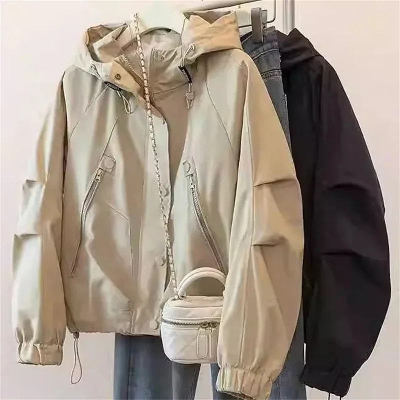 Explosions Windbreaker Women's Jackets 2027 Spring Autumn New European Short Coats Fashion Casual Outcoat Hooded Ladies Overcoat