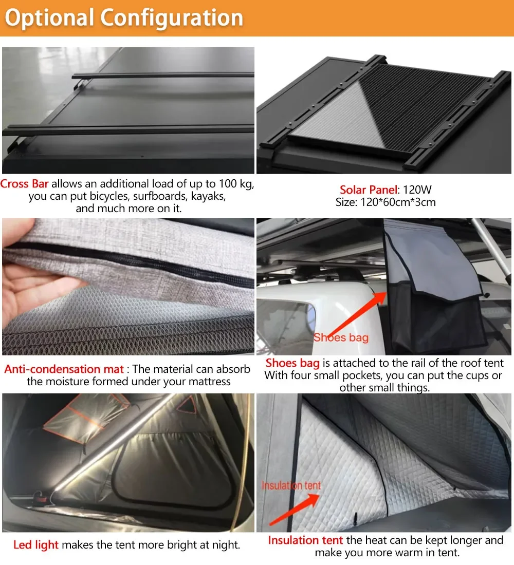 

Outdoor 1-2 Person Fold Out Roof Top Tent Hardshell Side Opening Roof Tents Aluminum Camping Tent Car Offroad Accessories 4X4