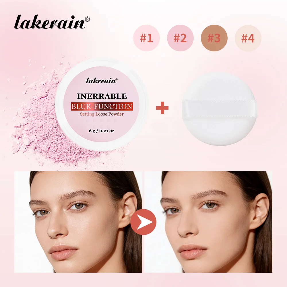 Loose Powder Baked Setting & Puff Long Lasting Oil Control Natural Makeup Powder Face Matte Brightening Blend Seamlessly Makeup