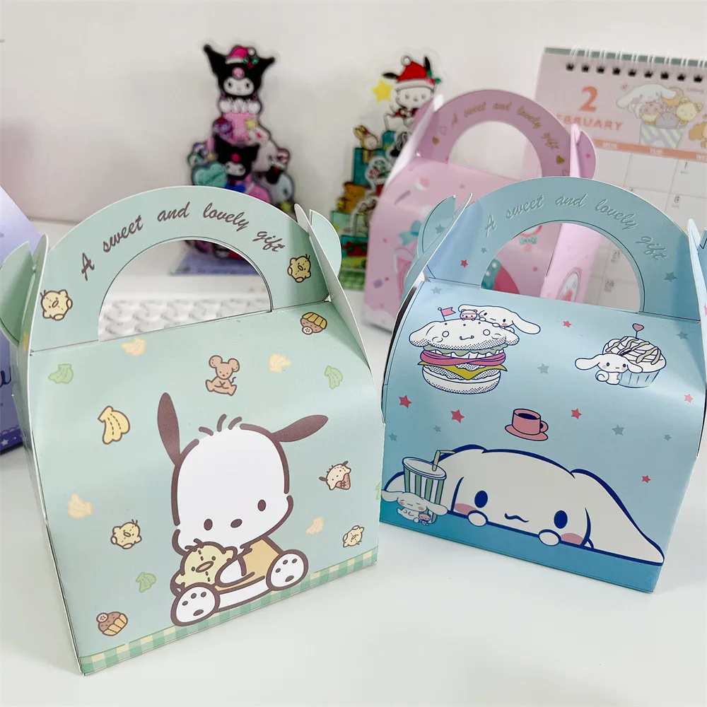 10Pcs Cute Sanrio Kuromi My Melody Cinnamoroll Cartoon Birthday Gift Packing Bag Anime Pochacco Gift Box Xmas Candy Paper Bag