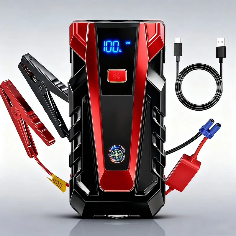 

2025 Upgraded 99800mAh 12V Jump Starter: Portable Lithium, Dual USB, Flashlight, Emergency Car Battery Booster