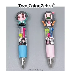 4 Color Anime Ballpoint Pen Kimetsu No Yaiba Tanjirou Nezuko Multicolor Pen Students Stationery Children's Prizes