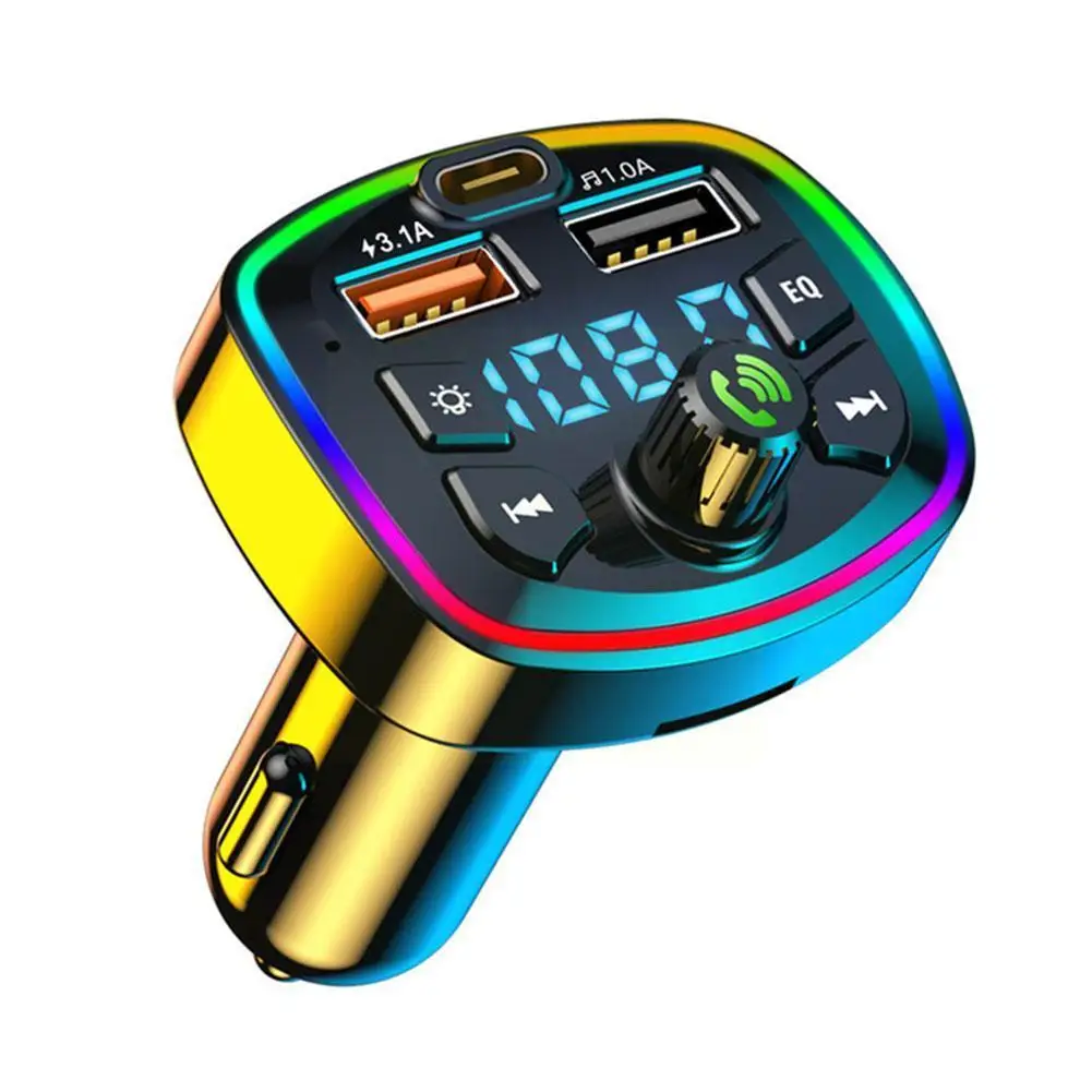 

Car Bluetooth 5.0 FM Transmitter PD 18W Type-C Dual Light Music Player Atmosphere MP3 Lossless USB Fast Charger LED Backlit N2H1
