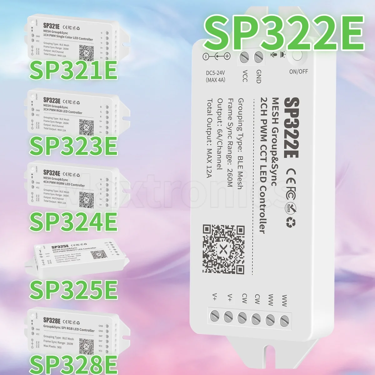 Mesh Group Division Control PWM LED Strip Light Controller Bluetooth Connection SP322E SP323E SP324E SP325E SP328E APP control