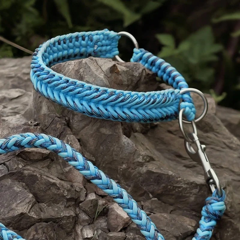 

Ручной работы вязаный ошейник для собак, плетеный поводок для питомцев без натяжения, полуповодок, светоотражающий ошейник для собак