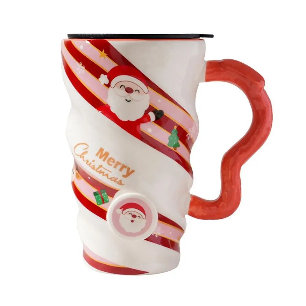 

Home Ceramic Christmas Couple Ceramic Mug With Lid Xmas Gift Milk Breakfast Cup 500ML Water Cup
