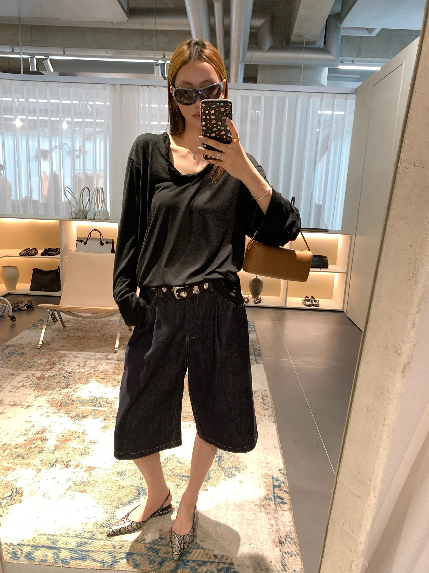 

Minimalist Vintage High Waist Wide Leg Short Pants Women's Casual Cotton Blend Trousers Five-Point Pants Straight Cut