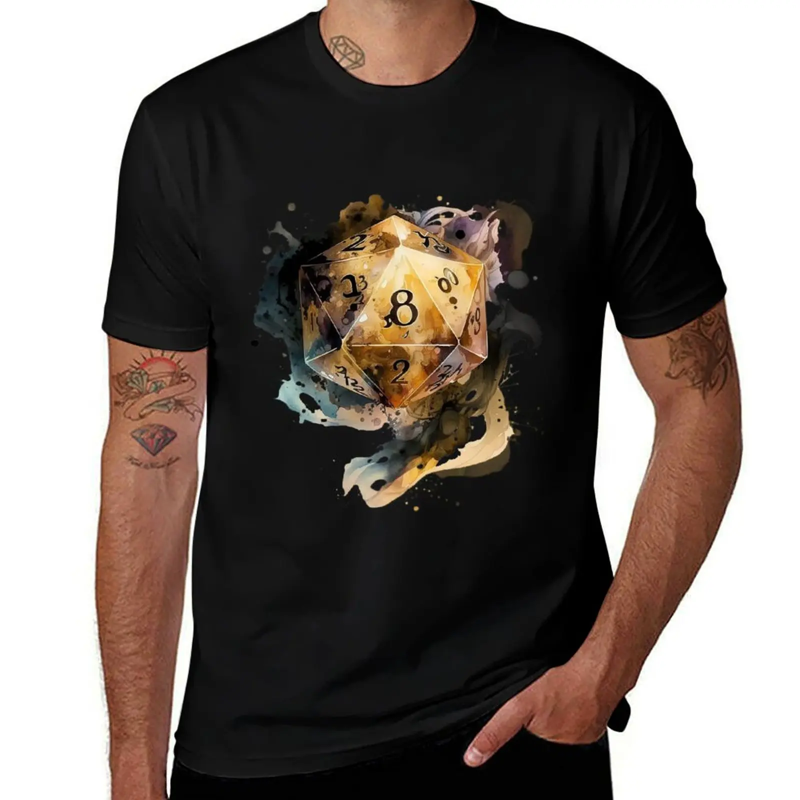 

D&D d20 watercolor illustration T-Shirt customs vintage graphic tee blacks heavyweights mens tall t shirts