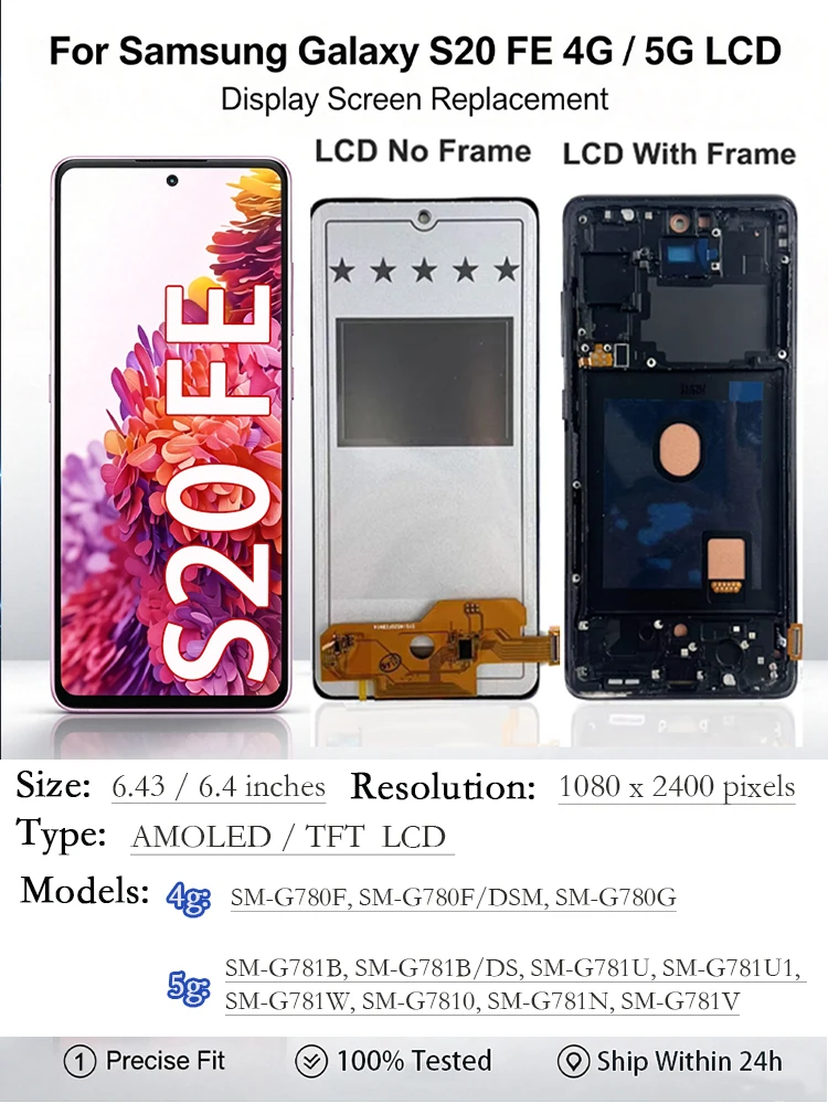 Nowy ekran AMOLED LCD S20 do Samsung Galaxy S20 FE 4G 5G, zespół wyświetlacza dotykowego z digitizerem, część zamienna do naprawy, części ekranu telefonu. — zdjęcie produktu 7