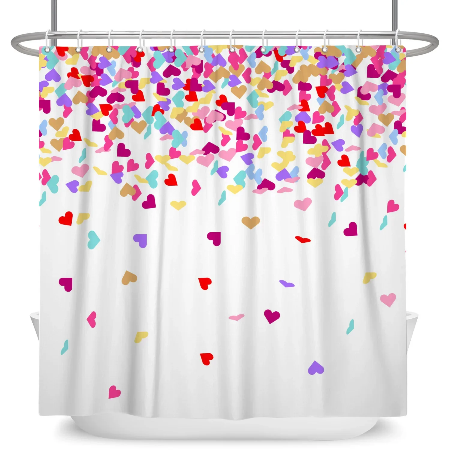 

Занавеска для душа в форме сердца на День святого Валентина, романтическая любовь, тема волны, занавески для ванны, водонепроницаемая занавеска для ванны с крючками