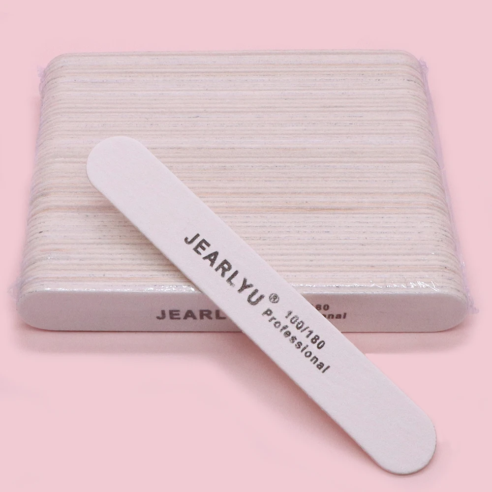 

50pcs Grit100/180 Wooden Double Sided Nail File Polishing Sanding Strip for Gel Nail Polish Reusable Salon Home Use Nails