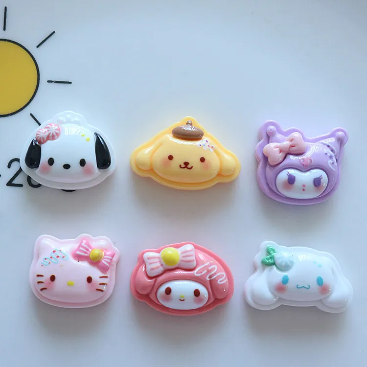 

5pcs cute miniso series sanrio cartoon resin flatback cabochons diy crafts materials jewelry making charms