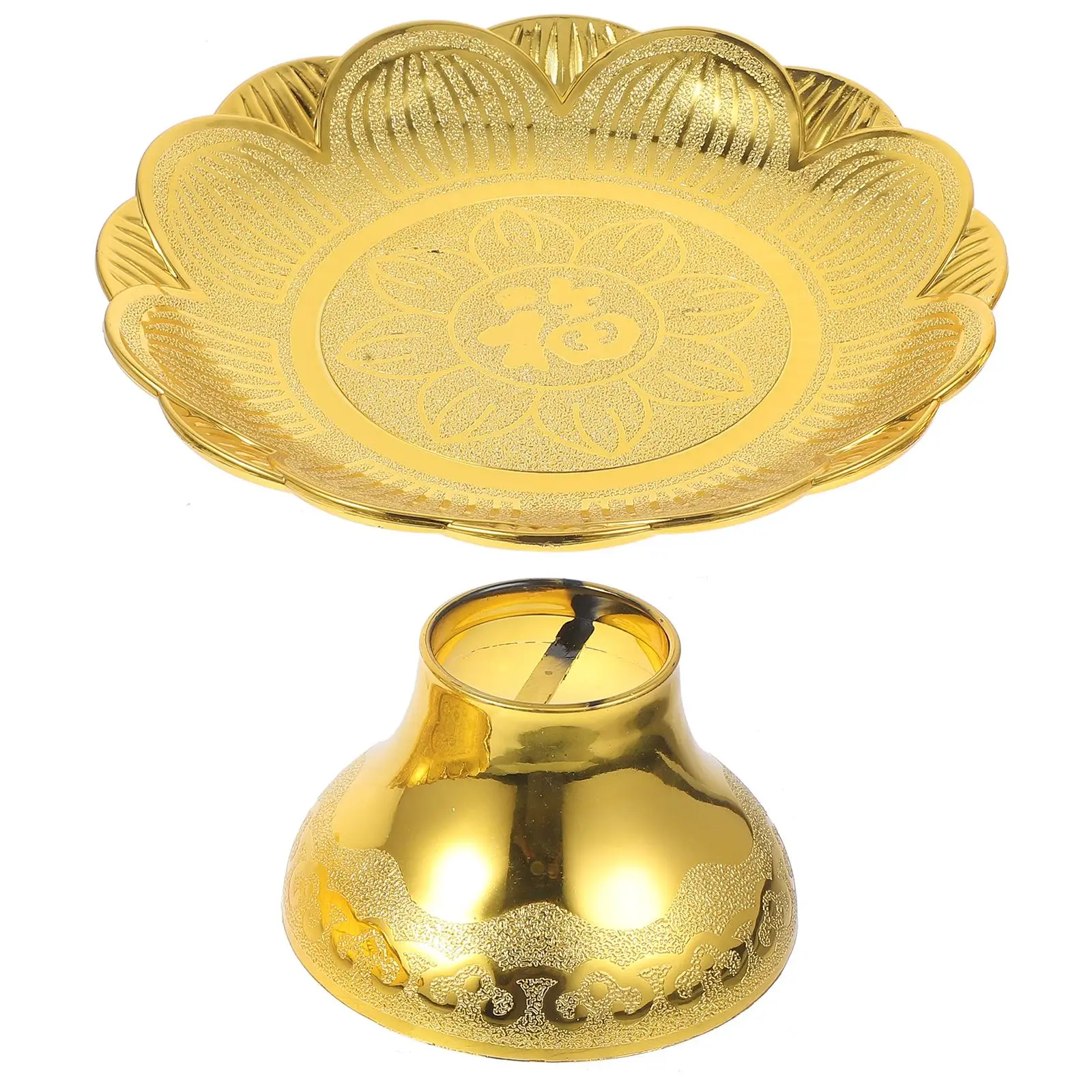 

High Fruit Tray Offering Plate Raised Edge Temple Snack Dessert Bowl Worship Supplies Elegant Design