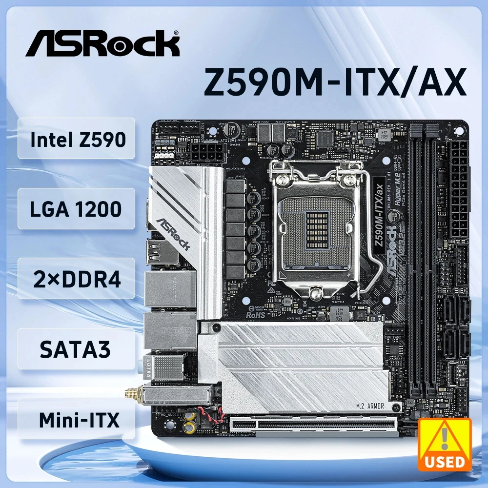 ASROCK Z590M-ITX/ax MINI Motherboard LGA 1200 M.2 NVME DDR4 64G Intel Z590 support Core 11400F 10700 11900F 10850K cpu