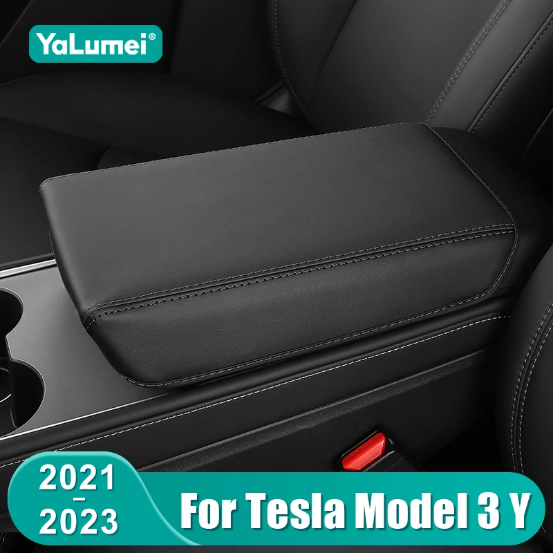

Для Tesla Model Y 2021-2024, Model 3 2021-2023: Кожаная накладка на центральный подлокотник, аксессуары для центральной консоли автомобиля