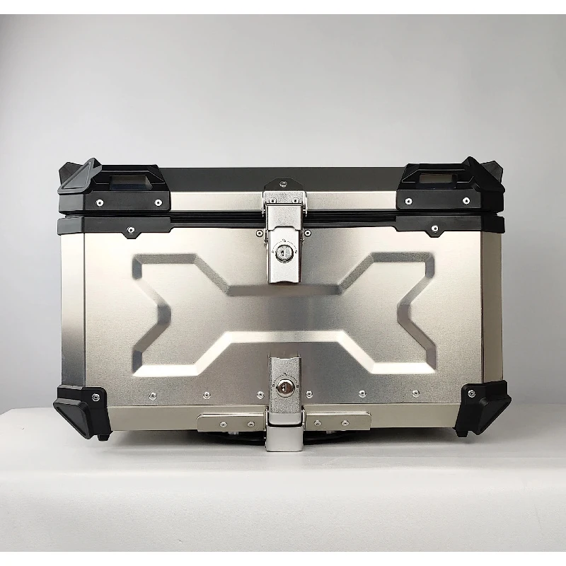 65 Liter Silver Motorcycle Parts Trunk Aluminum Motorbike Delivery Box Storage Lage Top Case  Motorcycle Tail Box