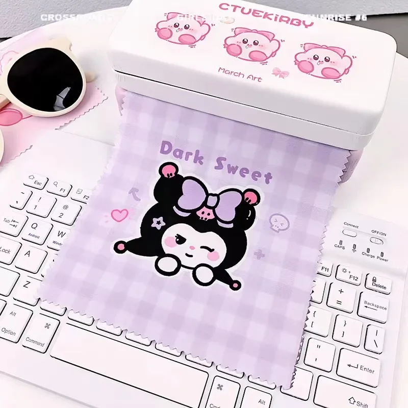 Sanrio Kawaii Glasses Cleaner Pochacco Kuromi Cinnamoroll Microfiber Glasses Cleaning Cloth For Lens Phone Screen Cleaning Wipes