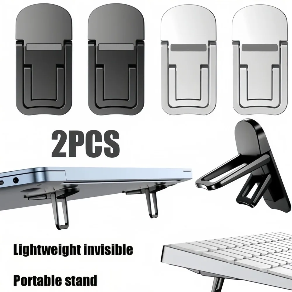 Soporte plegable de plástico para ordenador portátil, elevador de teclado portátil con 2 ángulos ajustables, autoadhesivo para soporte de portátil, 2 uds.