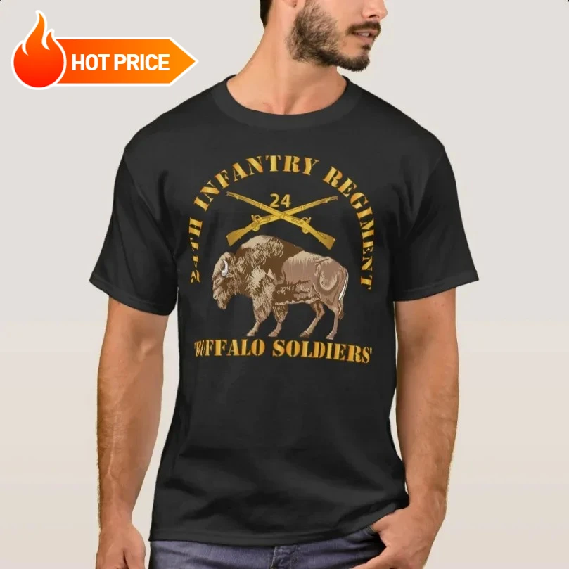 Army - 24th Infantry Regiment - Buffalo Soldiers T-Shirt New 100% Cotton O-Neck Short Sleeve Casual Mens T-shirt Size S-3XL