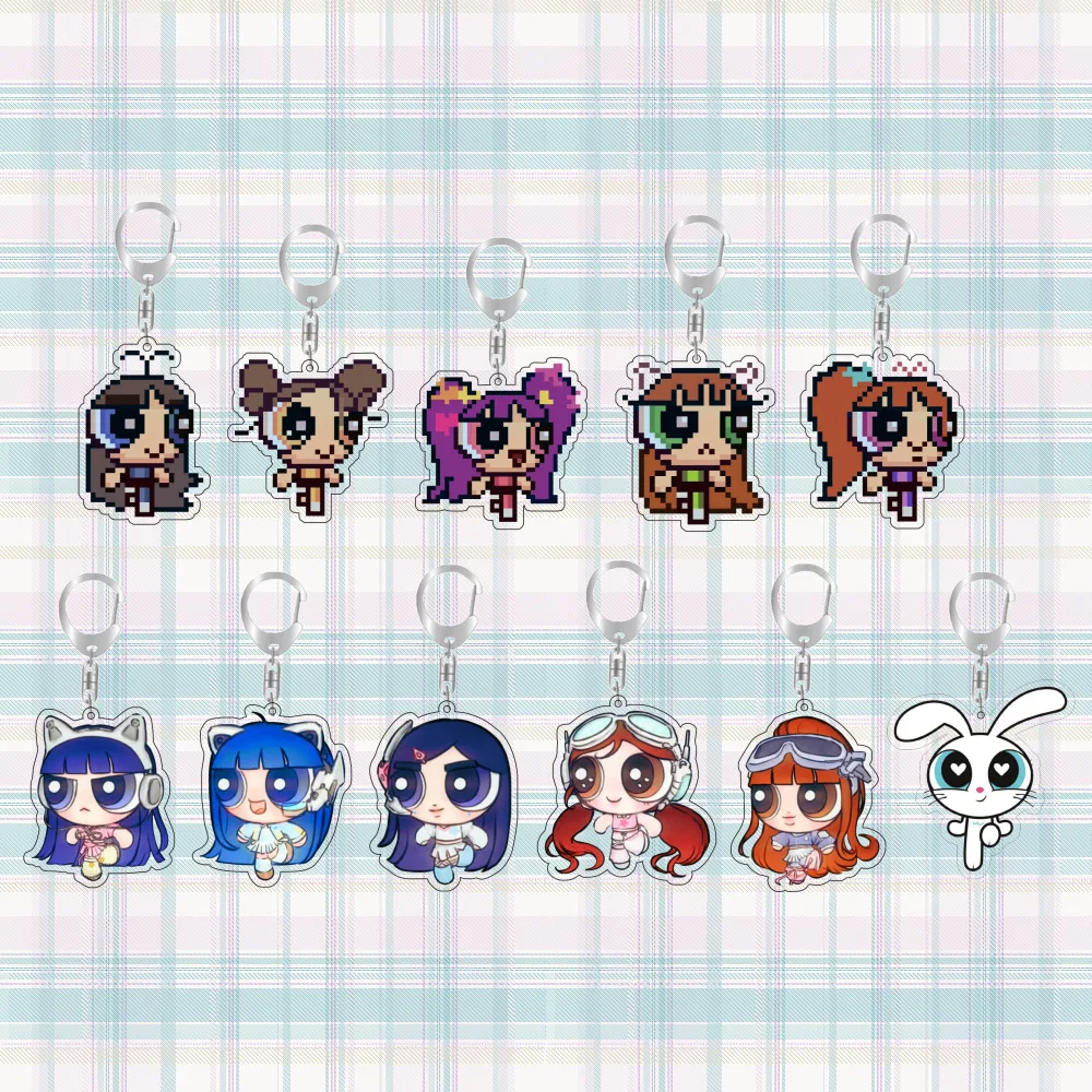 KPOP MINJI HANNI Cartoon Figure Keyring Pendant DANIELLE HAERIN HANNI Cute Acrylic Keychain Bag Accessories Fans Collect Gift