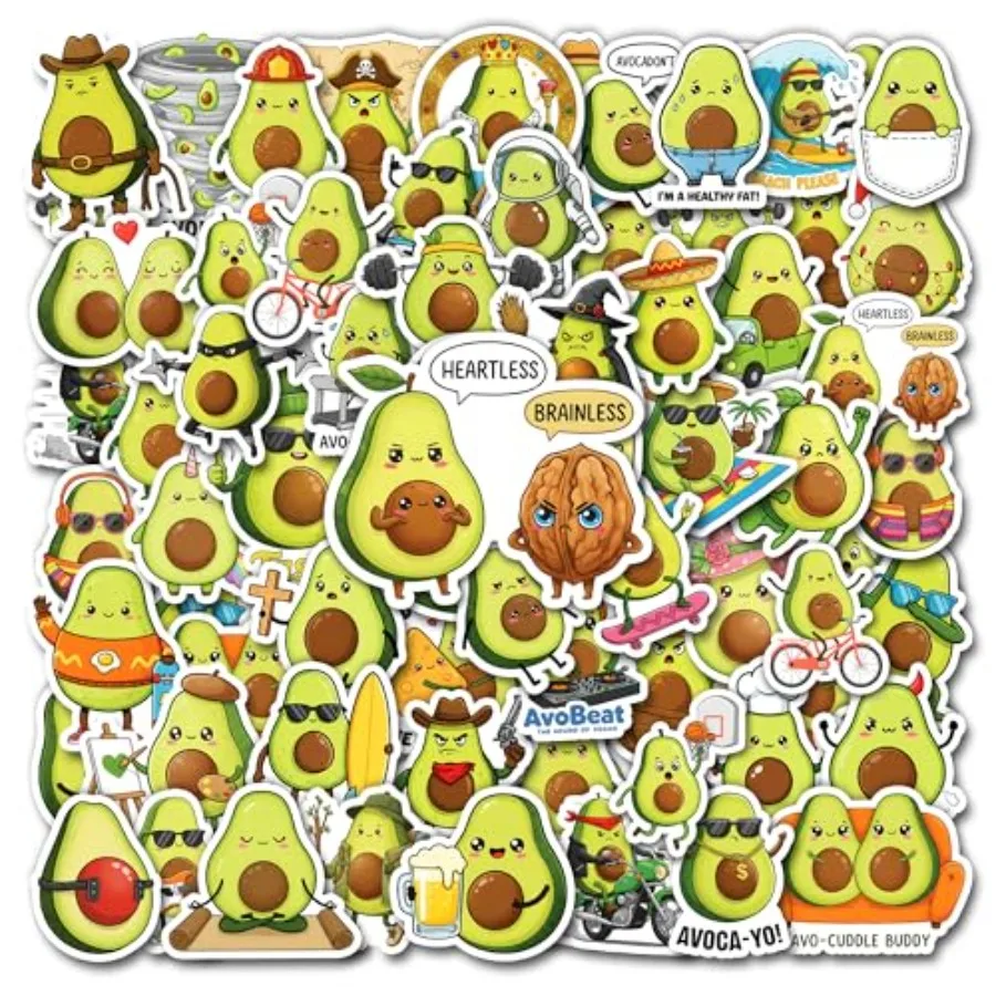 50 Pcs Funny Stickers Waterproof Cute Fruit Sticker Cartoon Vinyl Decals for Luggage Laptop Phone Water Bottle Wall Notebook Bu