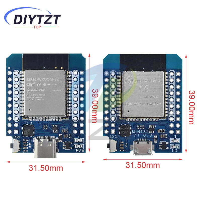 DIYTZT For Wemos Mini D1 ESP8266 ESP32 ESP-32S WIFI Bluetooth CP2104 Development Board Module For Arduino With Pins