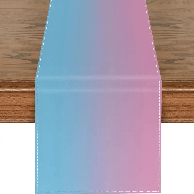 

Bohemian Easter gradient themed table runner with soft blue to pink gradient pattern for room decoration and romantic theme