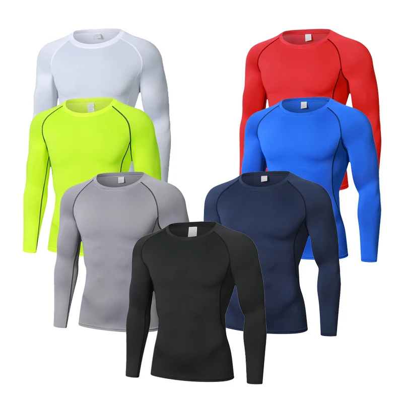 Compression Long Sleeve T Shirt Men Elastic Training T-shirt Gym Fitness Workout Tights Sport Jersey Athletic Running Shirt Men