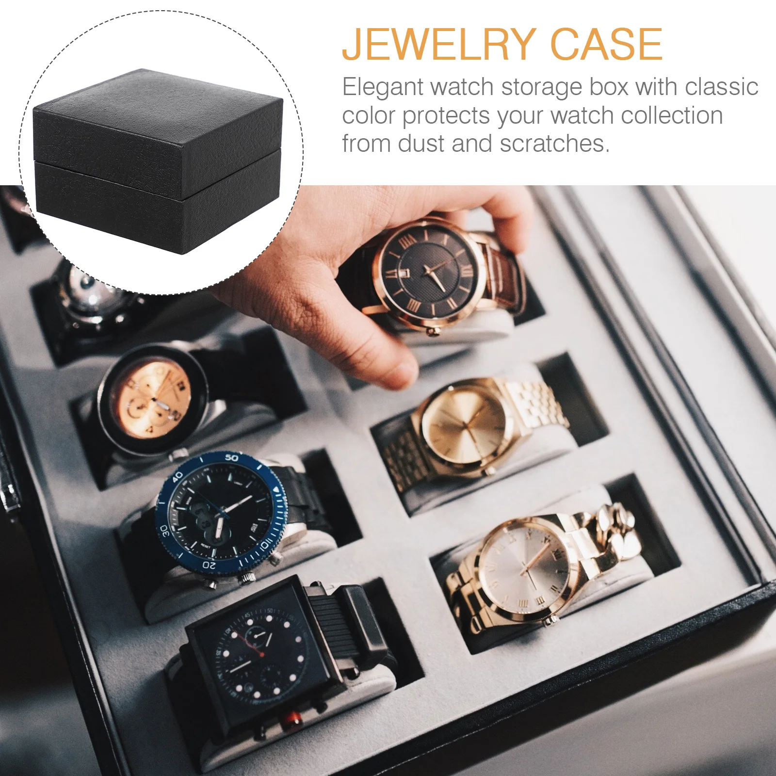 

Single Watch Box Portable Storage Case for Travel Black Color Packing Jewelry Display Container Watch Accessories